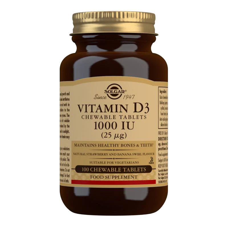 SOLGAR VITAMIN D3 1000IU CHEWABLE TABS 100TABS