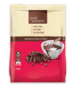 SWEET WILLIAM BAKING CHOC CHIPS (DAIRY FREE) 150G