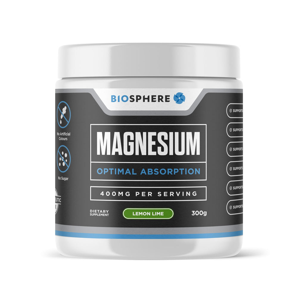 BIOSPHERE MAGNESIUM CITRATE, GLYCINATE CHELATE 300GMS LEMON LIME