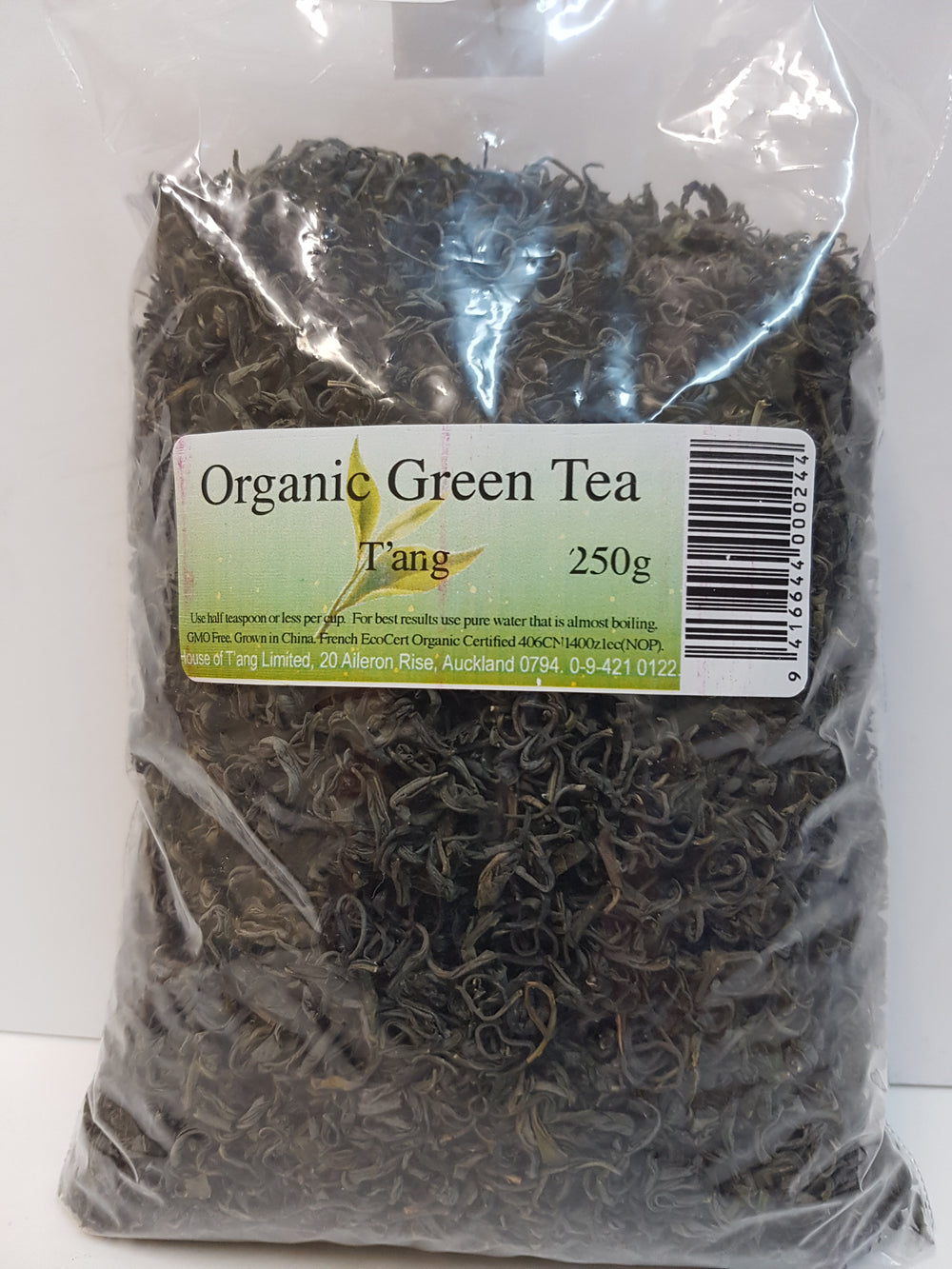 T'ANG ORGANIC GREEN TEA 250GMS