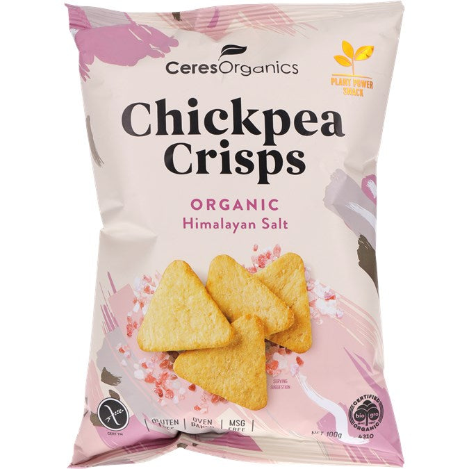 CERES ORGANICS CHICKPEA CRISPS HIMALAYAN SALT 100G #13006