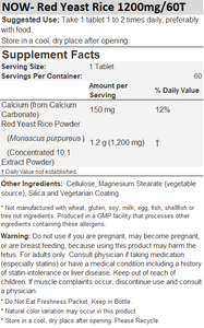 NOW RED YEAST RICE 1200MG 60 TABS