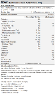 NOW SUNFLOWER LECITHIN PURE POWDER NON GMO 454G