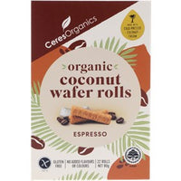 CERES ORGANICS COCONUT WAFER ROLLS ESPRESSO 80G #13033