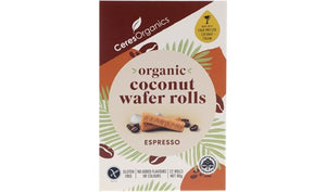 CERES ORGANICS COCONUT WAFER ROLLS ESPRESSO 80G #13033