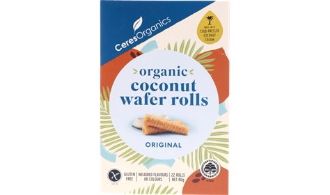 CERES ORGANICS COCONUT WAFERS ROLLS ORIGINAL 80GM #13032